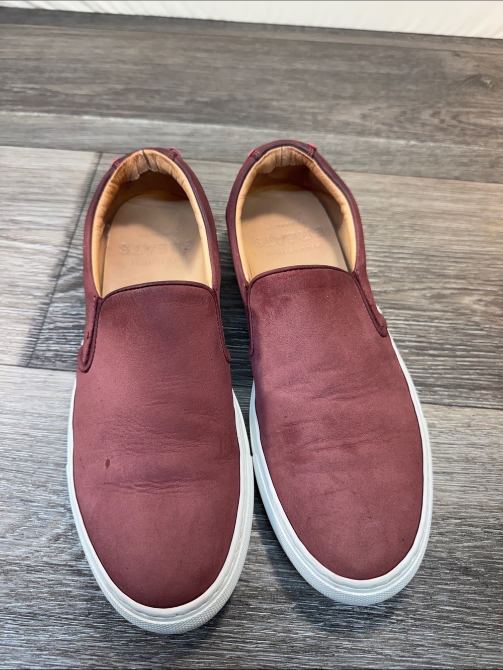 Greats Brooklyn Women’s Slip-On Sneakers in Burgundy SZ 9.5 (h165) made in Italy